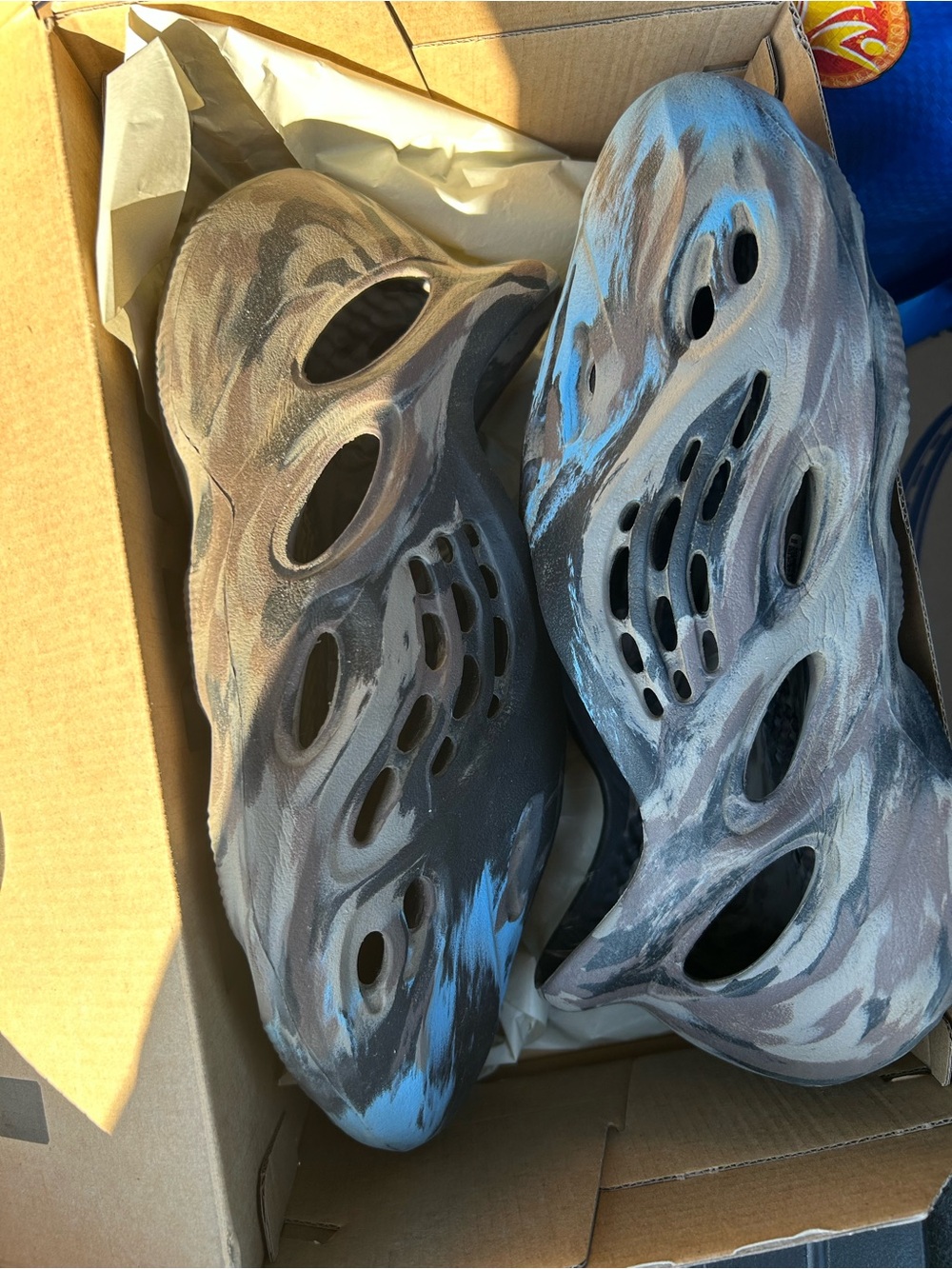 Yeezy Foam Runners in Brown, Black, Blue